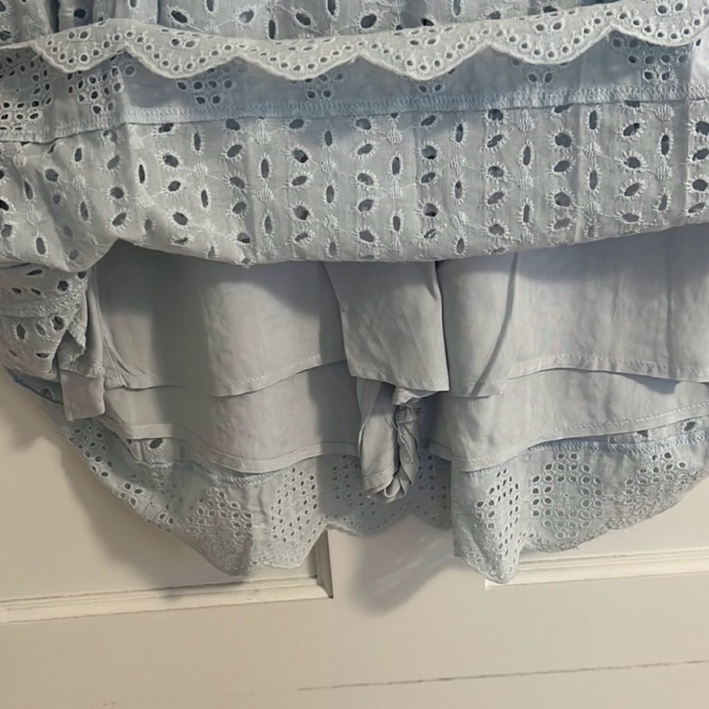 Baby Blue Eyelet Romper Dress With Pockets Size Large - Picture 5 of 8